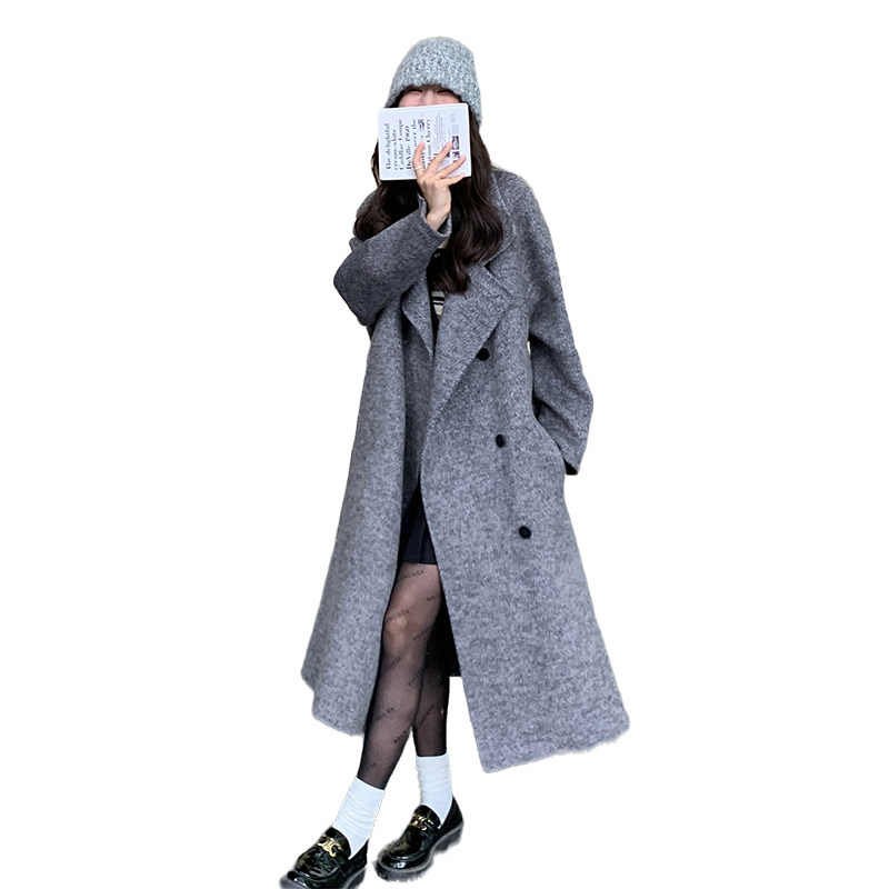【新款】已出货有买家秀双面羊驼绒混色长毛大衣P285K418,女装毛呢外套,2C333