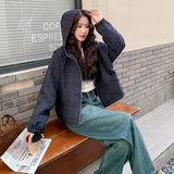藏青色韩系连帽刺绣外套2025新款女早秋肌理高级感气质小个子上衣，女装短外套，2C215