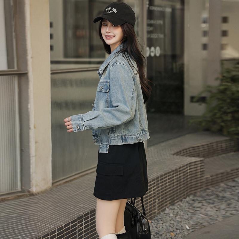 【现货，】牛仔短外套1C042-P125-K185,女装短外套,安在秀（1C042）
