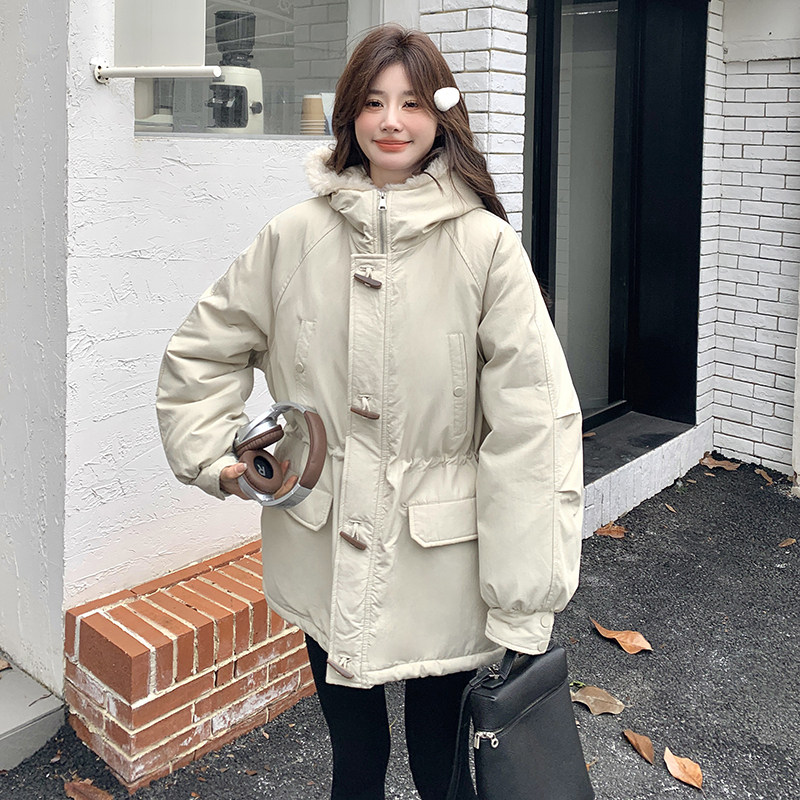 现货牛角扣加厚羊羔毛连帽休闲派克服5832-P275-K408,女装派克服,2C159