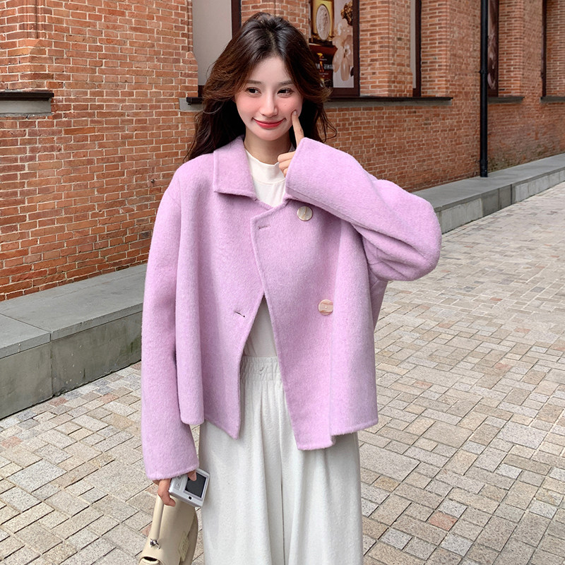 现货双面呢短款小个子紫色外套2C206-L17-P175-K278,女装短外套,2C206