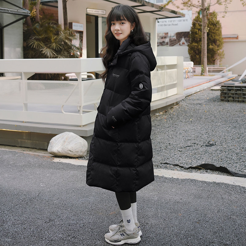 DONGJI2025年韩系长款连帽简约风情侣款白鸭绒羽绒服L030P245K358,女装羽绒服,2C220
