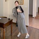 设计感灰色西装马甲套装裙女2025春季新款轻熟风气质半身裙两件套，女装套装/套裙，2C139