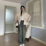 时尚休闲印花风衣外套女2025春秋新款高级感宽松百搭小个子短上衣，女装短外套，2C266