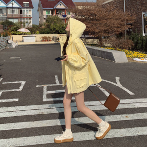 【档口现货】2025新款韩版休闲黄色大码风衣外套女266-P140-K190图片