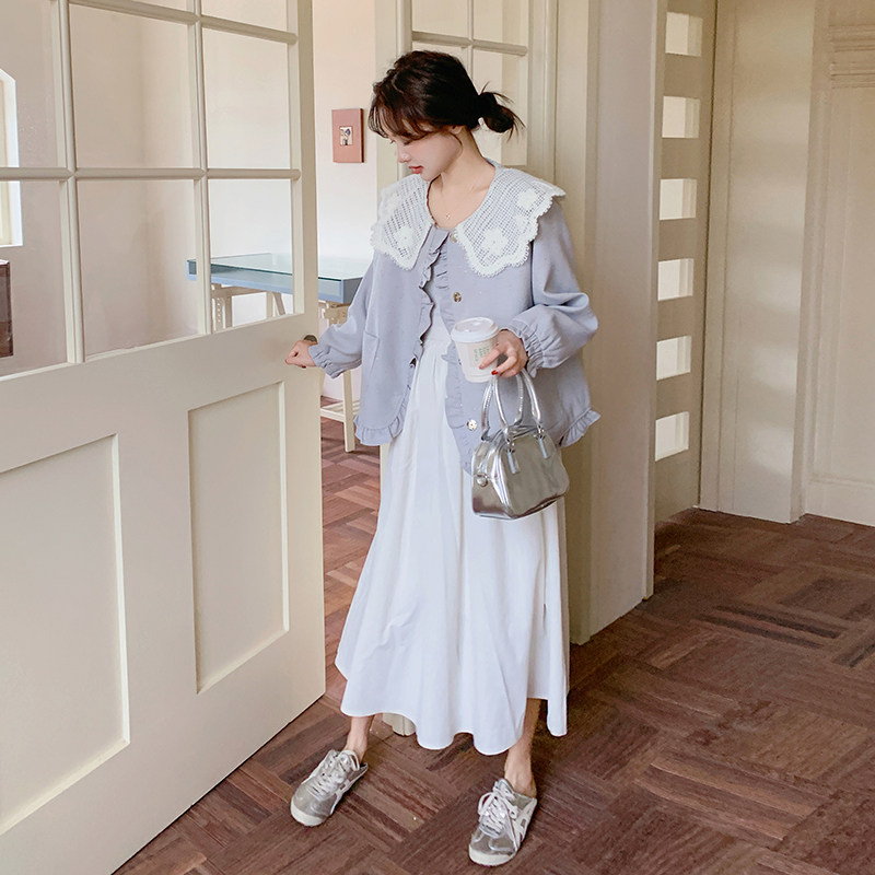 小香风蕾丝娃娃领外套女2025春季新款小个子甜美减龄超好看短上衣,女装短外套,2C057