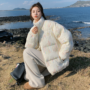高级感时尚立领羽绒服女2025冬新款韩版小清新加厚90白鸭绒面包服图片