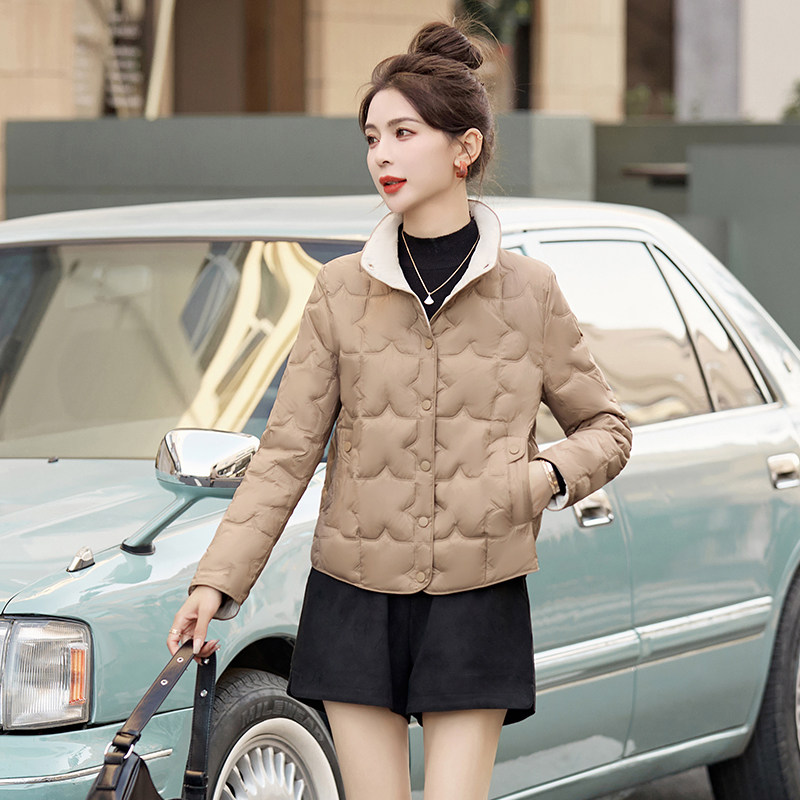 时尚洋气轻薄拼色棉服女2025冬季新款韩版宽松小个子外套，女装棉衣/棉服，自然秀,女装棉衣/棉服,自然秀