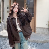 2025秋季皮衣新款衬衫领条纹短款RF2C290-6875#-P175-K265，女装皮衣，2C290