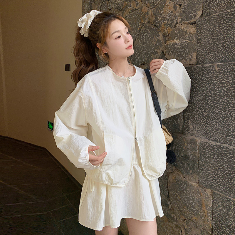 韩系穿搭一整套女2025春季新款白色衬衫高腰吊带裙休闲时尚套装潮,女装套装/套裙,2C159