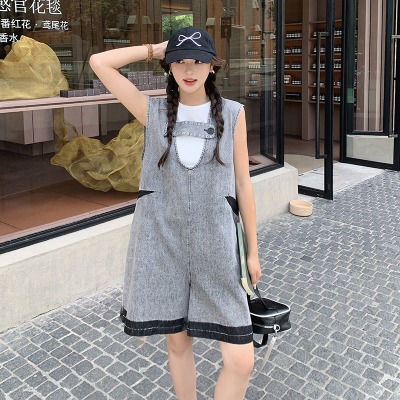 新品现货2025夏季新款牛仔撞色连体裤2C112-C357-P115-K168,女装连体裤,2C112