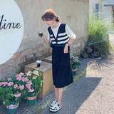 韩系条纹拼接假两件连衣裙女2025夏季新款宽松遮肚休闲减龄T恤裙，女装连衣裙，2C167