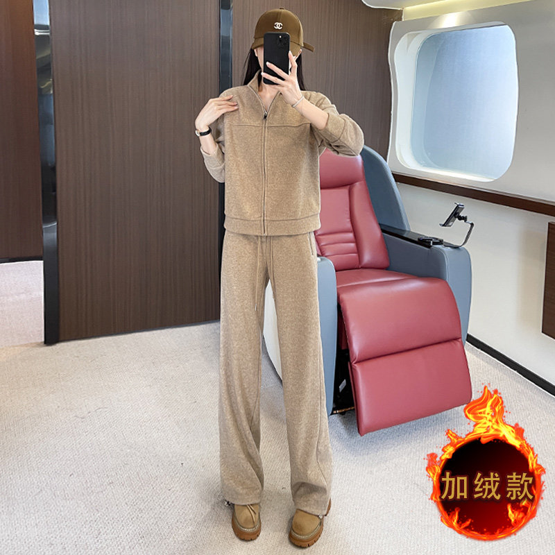 女秋冬时尚加绒加厚休闲运动套装图片