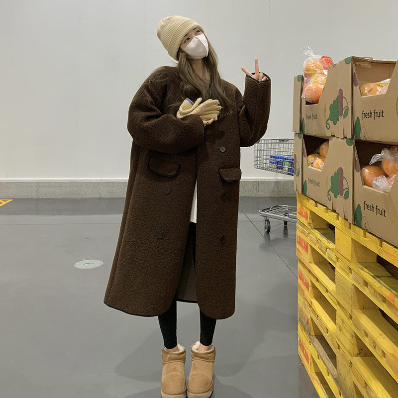现货款号W1065鹿皮绒羊羔毛大衣P195控298,女装毛呢外套,2D043
