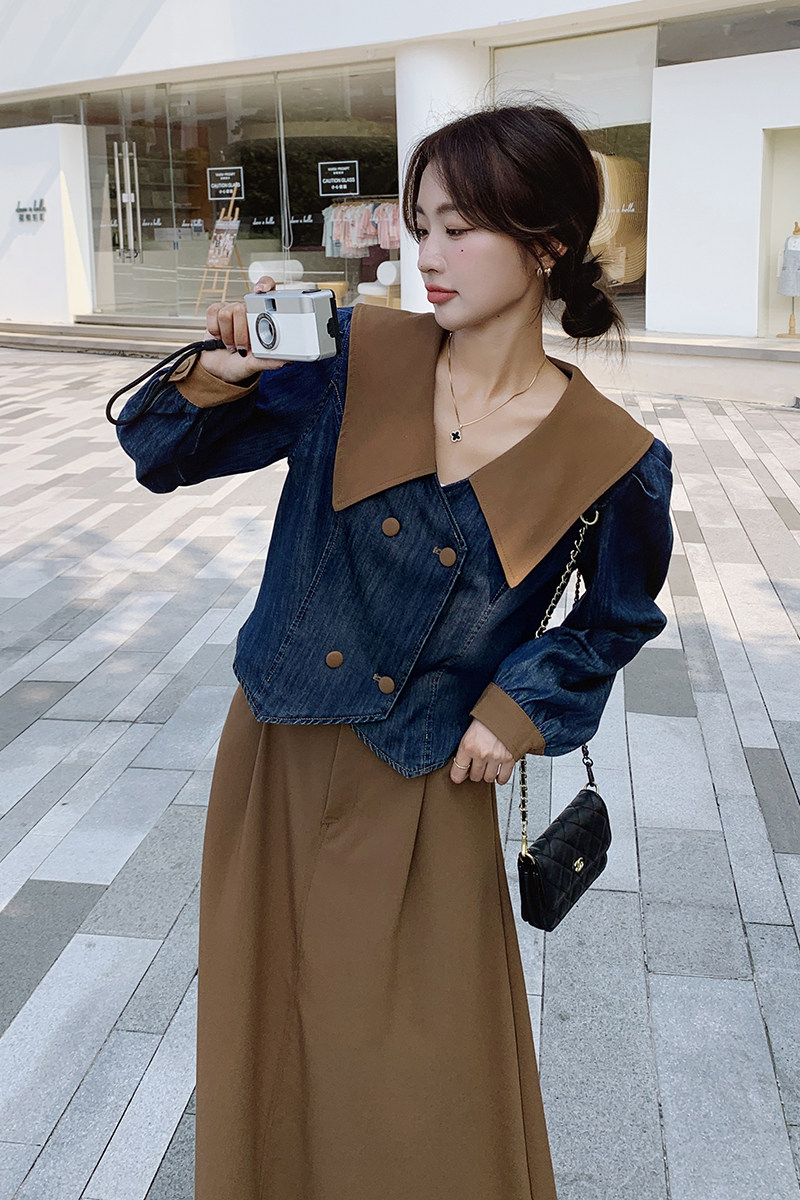 新款现货2025新款牛仔马甲+半身裙套C057-2358-P165-k218,女装套装/套裙,2C057