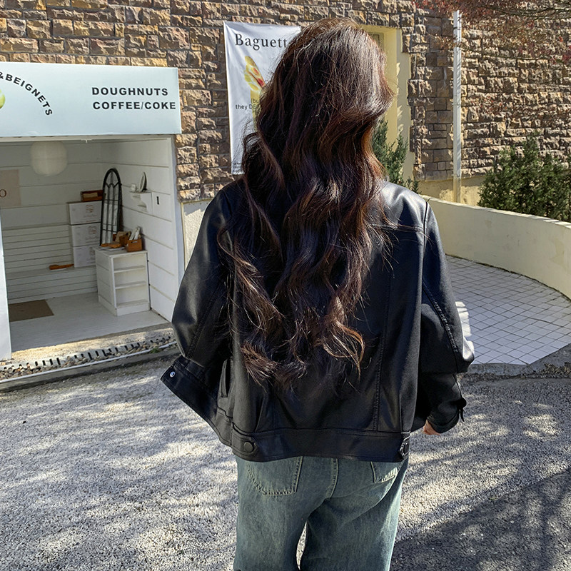 美拉德时髦洋气小个子PU皮衣女2025年秋季新款复古高级感炸街外套,女装皮衣,安在秀（1C042）