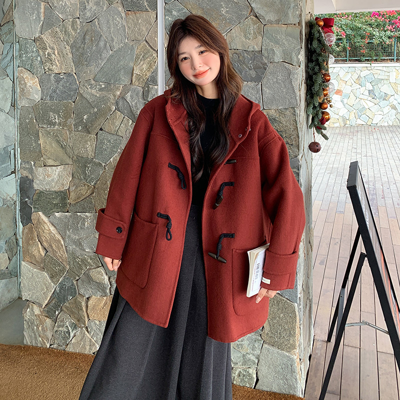 【新年现货】2024红色黑色双面呢牛角扣2C009/9919/p245k348,女装毛呢外套,2C009