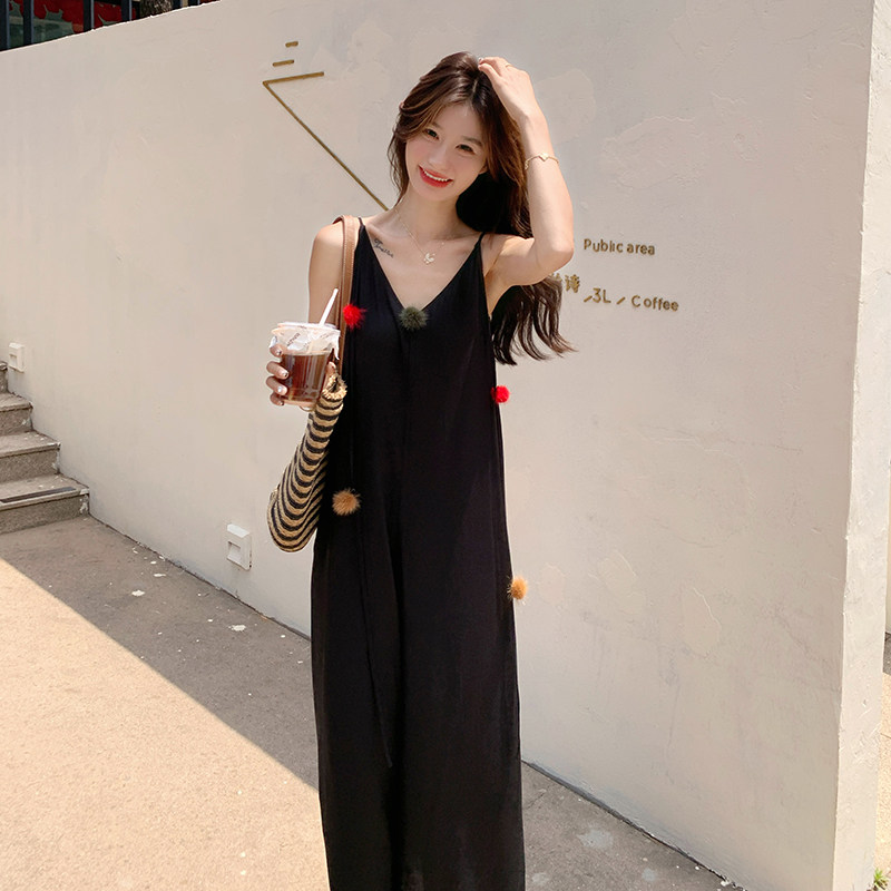 立体装饰无袖吊带阔腿裤连体裤女夏2025新款连衣裙网红爆款流行,女装连体裤,2C122