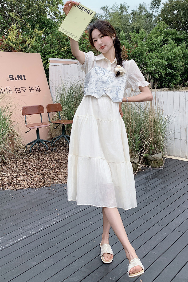 现货2025夏新款韩系提花马甲两件套连衣裙2C057-103-P135-K188,女装连衣裙,2C057