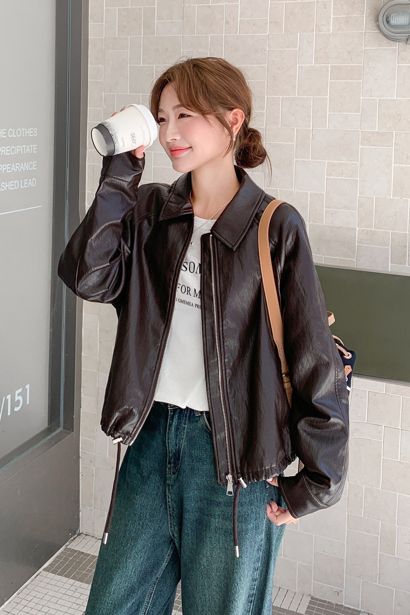 秋装新款现货女士精品蛋白皮短外套2C271-9556-P150K228,女装皮衣,2C271