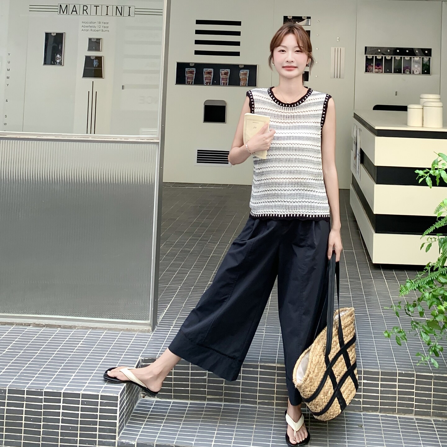 现货：夏装新款时尚针织无袖上衣阔腿裤两件套2C135-8870P155K228,女装套装/套裙,2C135