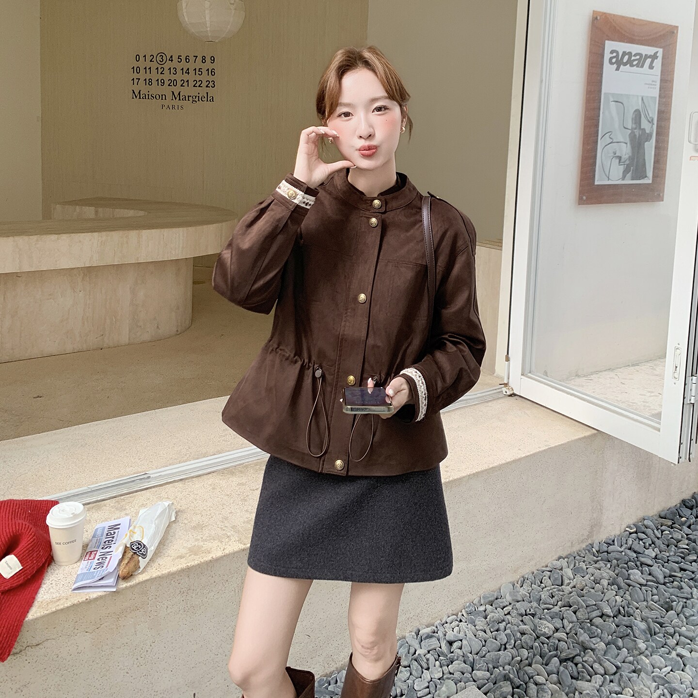 大量现货25冬新90绒麂皮绒夹羽绒外套2D044-802-P240-K358,女装羽绒服,2D044