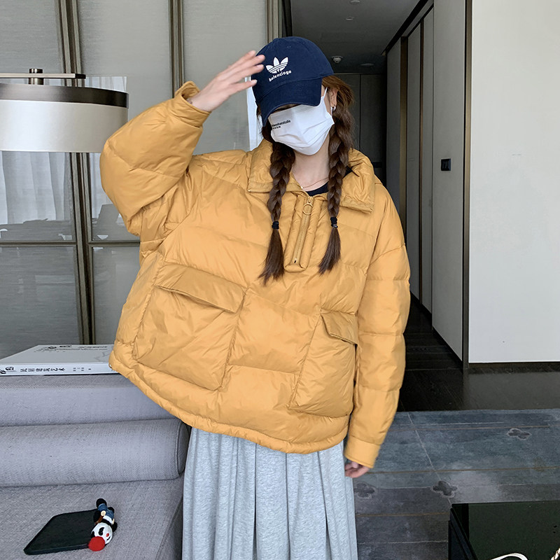 冬装新款白鸭绒短款连帽立体袋时尚保暖羽绒服P285K398,女装羽绒服,2C311