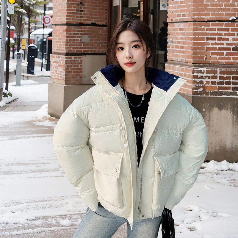 2025冬装新款韩版加厚宽松休闲大口袋短款面包服棉服外套,女装棉衣/棉服,2D148