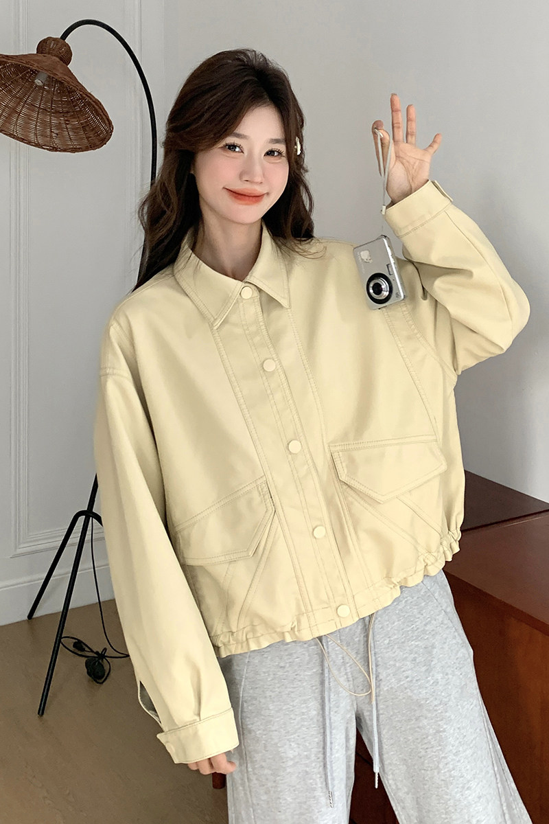 欧货奶huhu皮衣外套女春秋2025新款复古流行pu皮短夹克高级小个子,女装皮衣,2C218