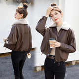 时尚羊羔毛领皮衣羽绒服女2024冬新款宽松显瘦气质白鸭绒保暖外套，女装皮衣，吾爱衣