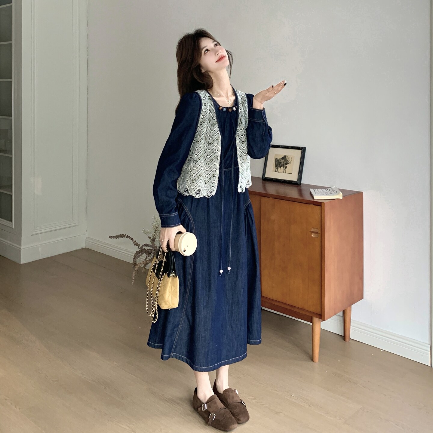 法式牛仔两件套连衣裙2026春季新款女装套装2C227/6601/P165K268,女装套装/套裙,2C227