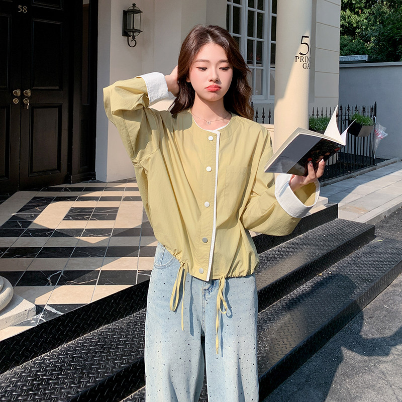 【春夏新款】拼色圆领外套轻薄款休闲上衣2C353/8668/P120/K178,女装短外套,2C353