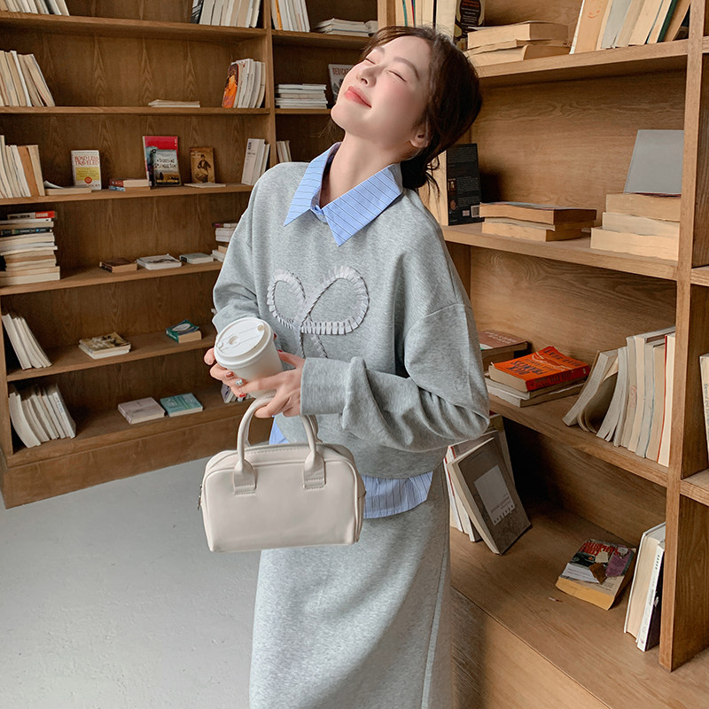 新款韩系假两件拼接两件套裙2522-P165-K238,女装套装/套裙,2C057