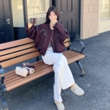 洋气炸街蝴蝶结圆领外套女2025秋季新款超好看宽松小个子短款夹克，女装短外套，2C307