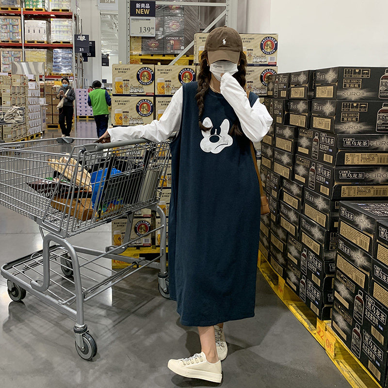 减龄穿搭一整套卫衣连衣裙女开春2025超火学院风休闲背心裙,女装连衣裙,2D043