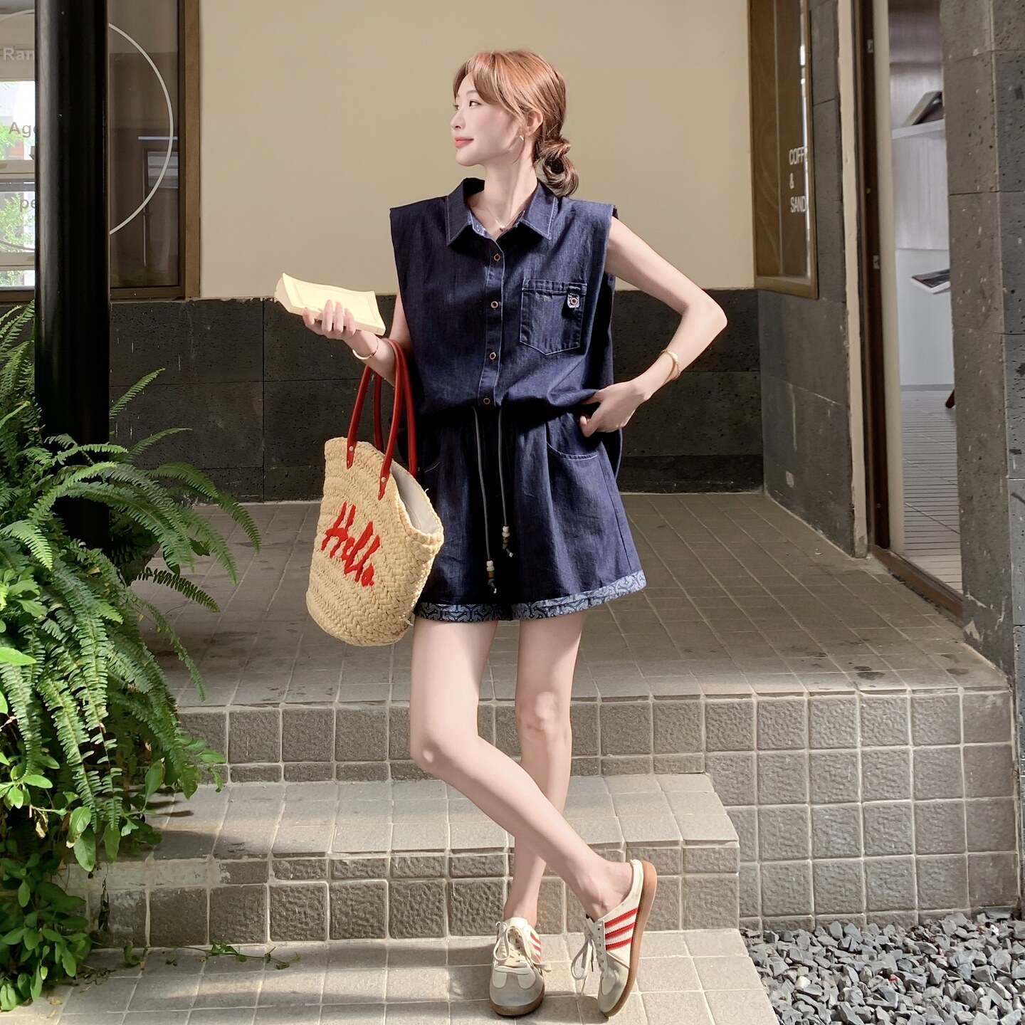 现货夏季时尚休闲牛仔拼接套装2C098-8595P155K218,女装套装/套裙,2C098