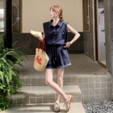 现货夏季时尚休闲牛仔拼接套装2C098-8595P155K218，女装套装/套裙，2C098