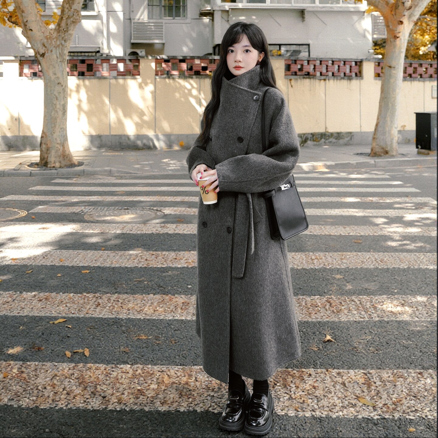通勤风双面羊绒大衣女冬季2025新款韩系高级感巨百搭保暖毛呢外套图片