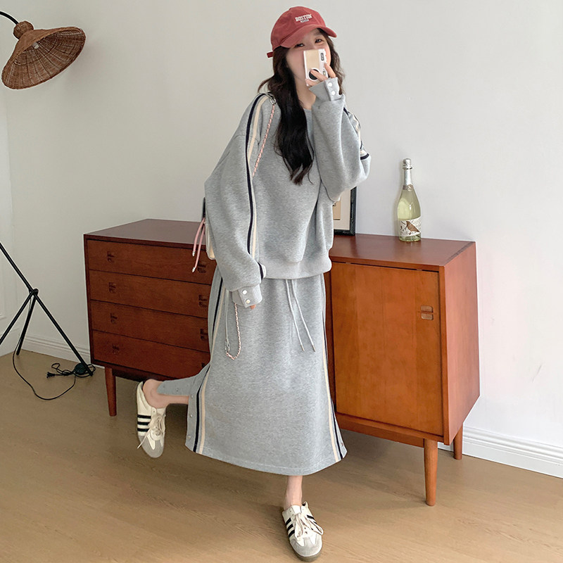 【新款现货】针织卫衣+半身裙套装两件套8081款P150控228,女装套装/套裙,2C139