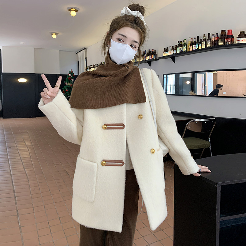 新款2025年冬季毛呢送围脖大衣羽绒内胆2C098-8963P225K318,女装毛呢外套,2C098