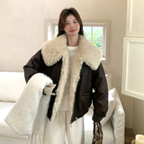 现货咖色蛋白皮羊卷毛羽绒内胆羽绒服外套5825-P255-K378，女装羽绒服，2C159
