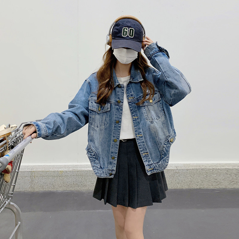 独特超好看又酷又飒短款牛仔外套女春秋2025新款韩系慵懒chic夹克,女装短外套,2C053