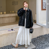 黑色短款百搭PU皮衣外套女2025春秋季新款设计感流行工装夹克上衣，女装衬衫，2C166