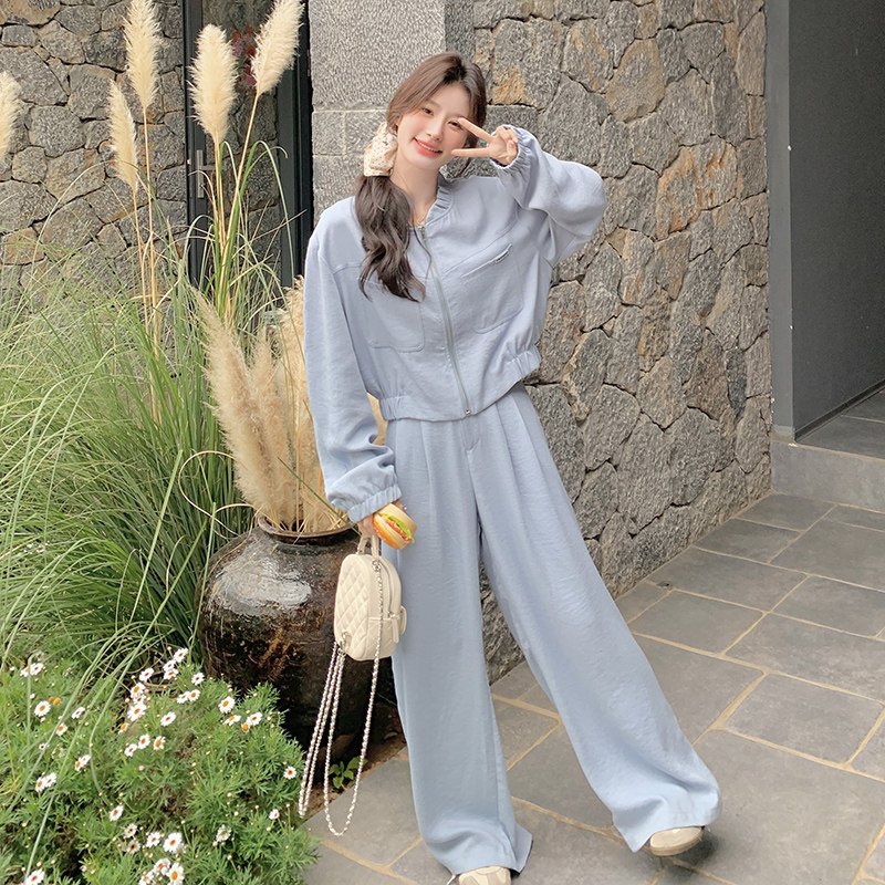 【现货】2C301-8657蓝色上衣+时尚拖地裤两件套P185-K268,女装套装/套裙,2C301