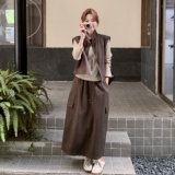 2910现货数据款条纹针织打底衫工装风马甲三件套P185K278，女装套装/套裙，2C225