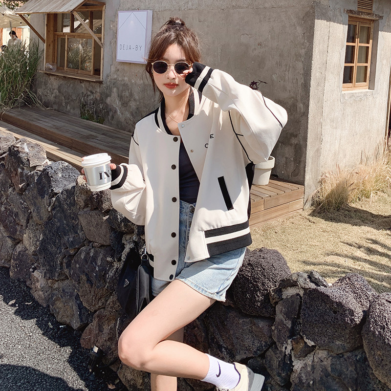 秋装拼接外套棒球服上衣057-5805-P130K188,女装短外套,2B080