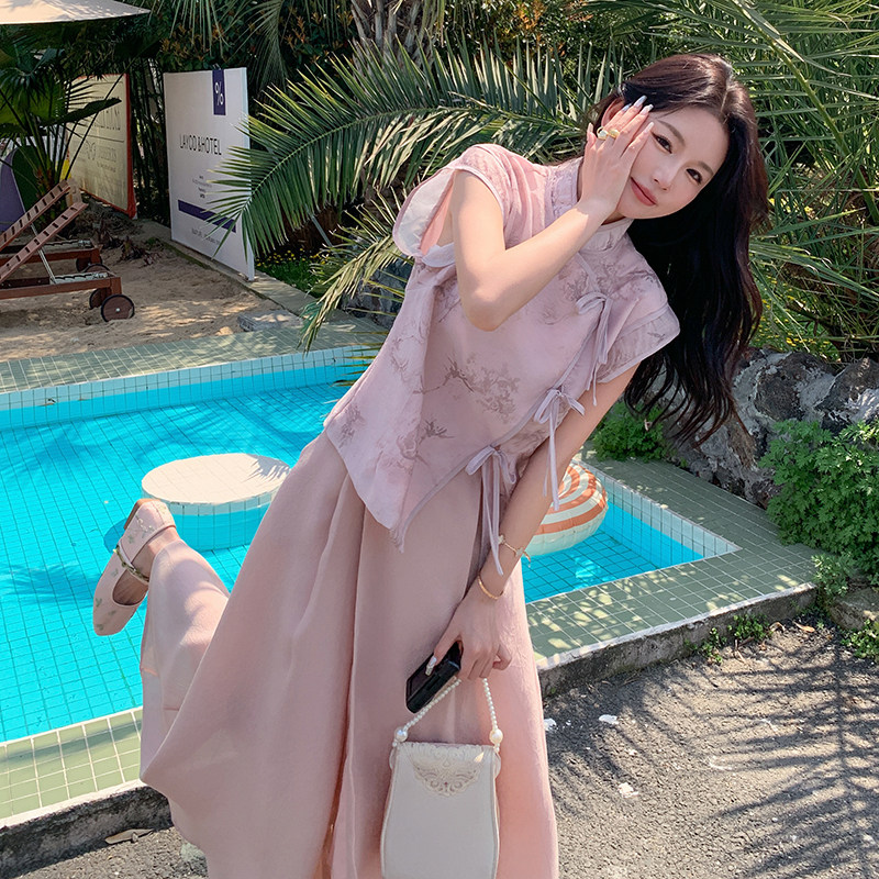 【夏季现货】甜美新中式风时髦裙套装088-6621  p135k188图片