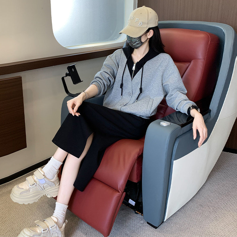 高级感时尚女秋季连帽卫衣收腰开叉半身裙两件套,女装套装/套裙,2C310
