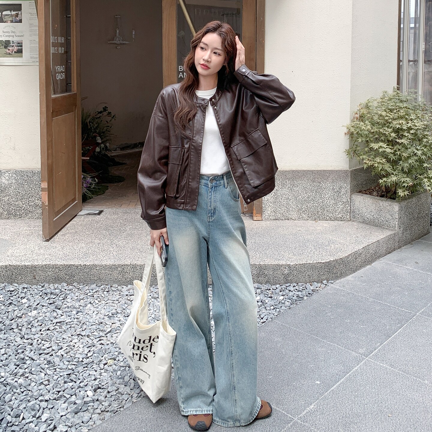 美拉德咖色复古皮衣外套女秋季2025年新款炸街减龄小个子PU皮夹克,女装皮衣,2C177