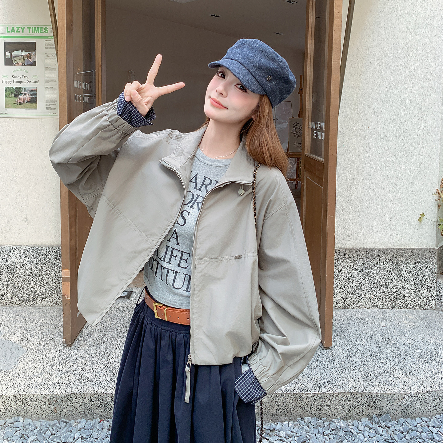 灰色又酷又飒减龄工装外套女秋季2025新款小个子巨好看的休闲夹克图片